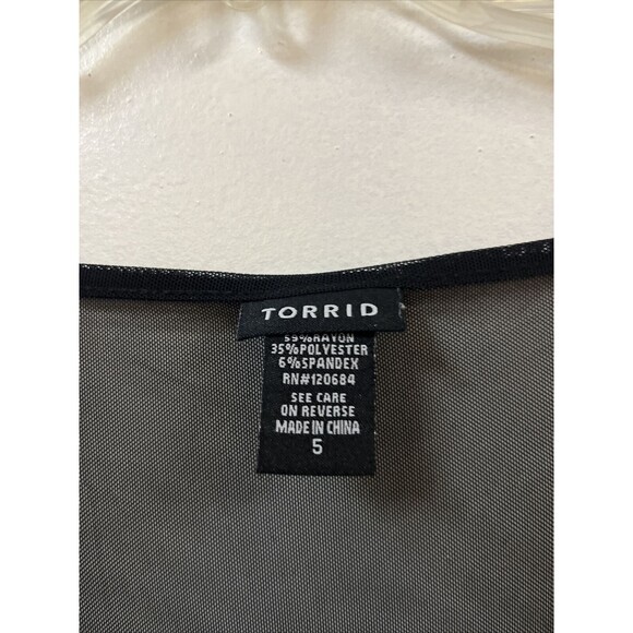 Torrid Peplum Top Clip Babydoll Black‎ Mesh Women's Plus Size 5X Party Blouse - Picture 3 of 4